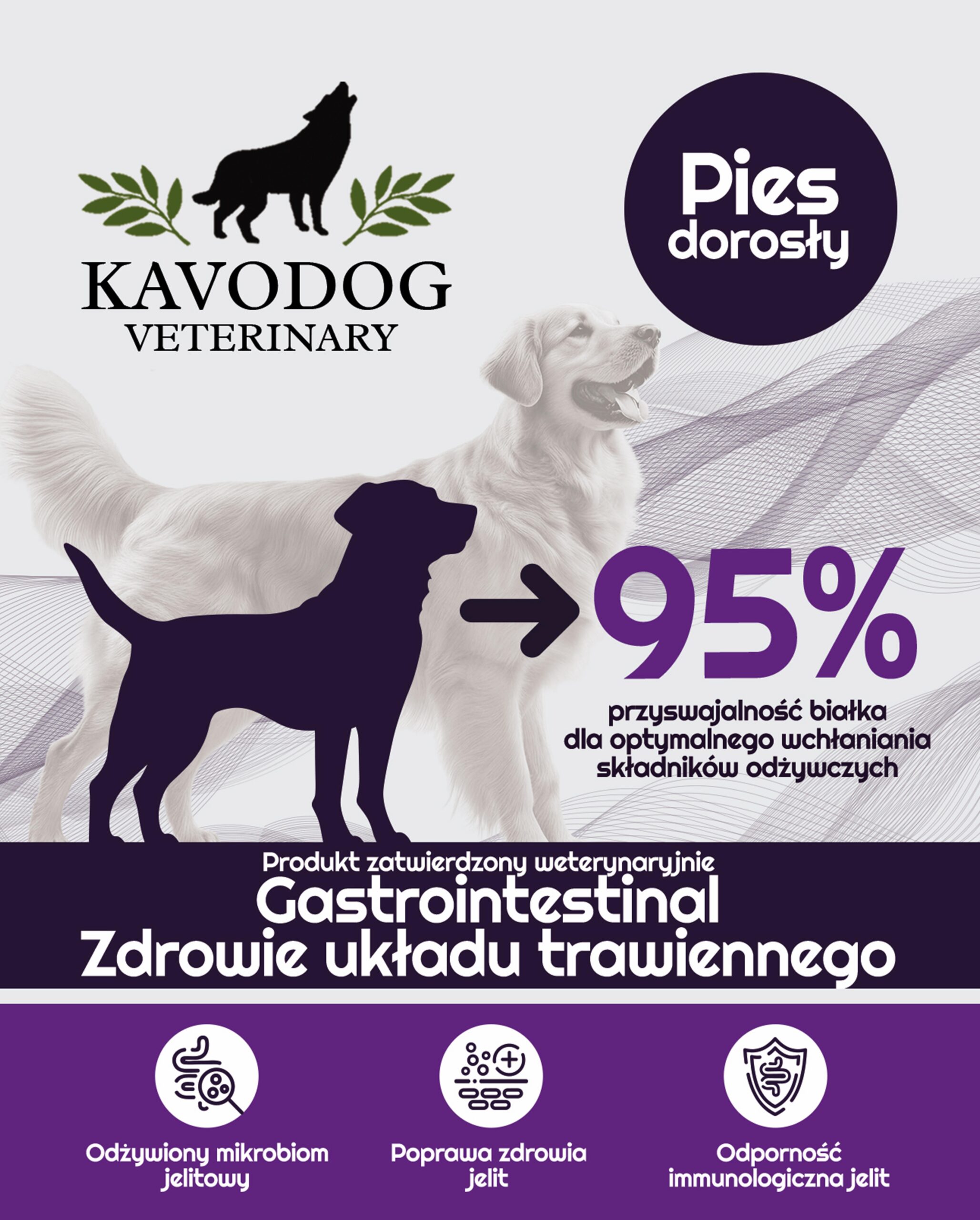 Karma sucha dla psa KAVODOG VETERINARY – gastrointestinal 1,5kg